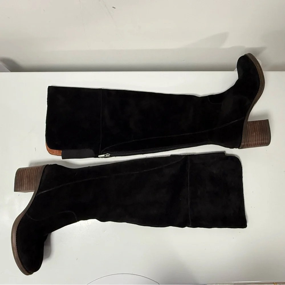 Lucky Brand Black Suede Tall Heeled Boots